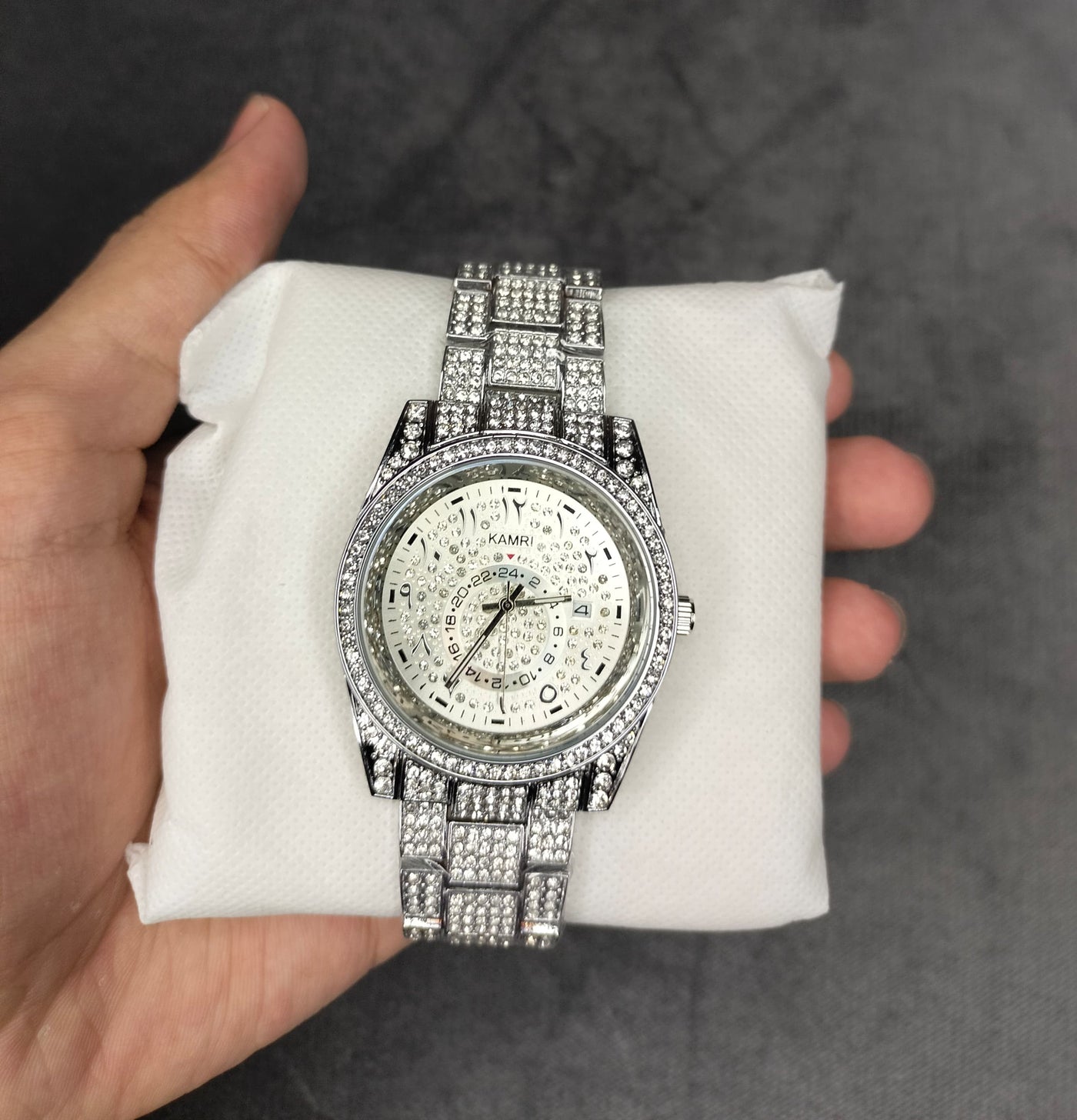 Kamri Ice Stone Diamond Watch with Arabic Dial